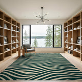 Blue and Teal Wavy Abstract Area Rug