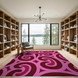 Pink Vibrant Pink Paisley Swirl Area Rug
