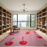 Whimsical Pink Cherry Tufted Rug