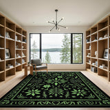 Lush Green Floral Botanical Area Rug