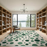 Modern Green Circles Pattern Area Rug