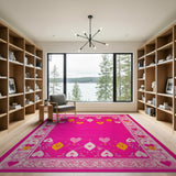 Whimsical Pink Hearts Diamonds Area Rug