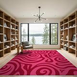 Vibrant Pink Swirl Abstract Area Rug