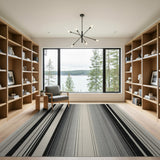 Black and White Geometric Modern Black White Gradient Stripe Area Rug