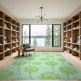 Lush Green Wildflower Cluster Area Rug