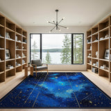 Starry Cosmos Blue Geometric Area Rug