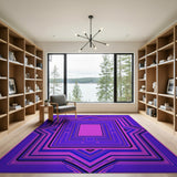 Purple Purple Nested Frames Geometric Area Rug
