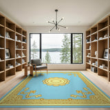 Elegant Light Blue Persian Medallion Area Rug