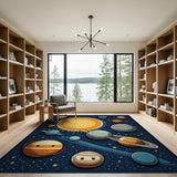 Multi-color and Patterns Solar System Kids Cartoon Area Rug