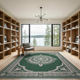 Traditional Persian Ornate Green Mandala Persian Area Rug