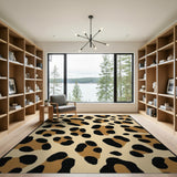 Leopard Print Brown Tan Boho Chic Area Rug