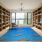 Vibrant Rainbow Airplane Trails Area Rug