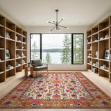 Traditional Persian Floral Area Rug in Orange Cream
