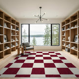 Red Distressed Red Checkered Area Rug