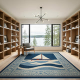 Navy Sailboat Coastal Area Rug