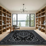 ODIKA Gothic Bat Medallion Washable Area Rug, Low Pile Non-Slip Spooky Carpet