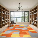 Vibrant Orange Abstract Area Rug