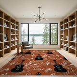 Ukulele Melody Orange Area Rug