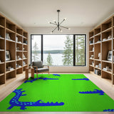 Playful Cartoon Crocodiles Green Area Rug