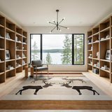 Brown Tan Tribal Deer Silhouette Rug