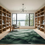 Ethereal Green Watercolor Mountains Area Rug