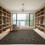 Majestic Elephant Border Persian Area Rug