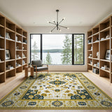 Gold Navy Traditional Persian Medallion Rug