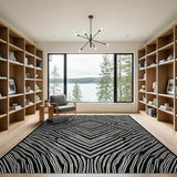 Black White Interlocking Diamond Geometric Area Rug