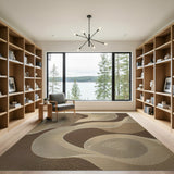 Abstract Tan Swirl Woven Area Rug