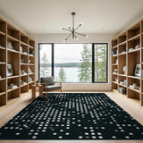 Pixelated Geometric Black White Area Rug