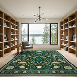 Floral Vintage Emerald Green Floral Vintage Area Rug