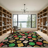 Whimsical Cartoon Gingerbread Sugar Skull Rug