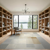 Neutral Textured Geometric Patchwork Area Rug