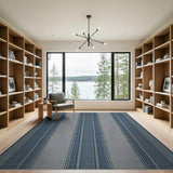 Navy and Grey Braided Striped Area Rug