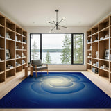 Geometric Modern Hypnotic Blue Spiral Geometric Area Rug