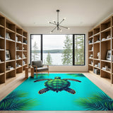 Sea Turtle Coastal Beach Area Rug