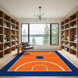 Geometric Modern Basketball Orange Basketball Court Area Rug