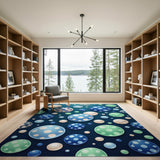 Playful Blue Bubble Polka Dot Area Rug