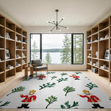 Festive Nutcracker Holly Cartoon Area Rug