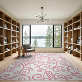 Pink Pink Swirling Vine Floral Area Rug