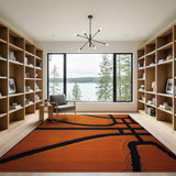 Orange Basketball Pixel Area Rug