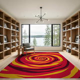 Hypnotic Red Yellow Spiral Area Rug
