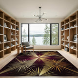 Purple Gold Starburst Geometric Area Rug