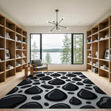 Black Ink Drop Splatter Area Rug