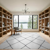 Black White Geometric Net Grid Area Rug