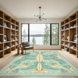 Coastal Surfboard Teal Area Rug