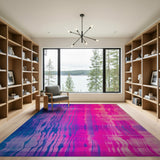 Vibrant Ombre Blue-Pink Abstract Area Rug
