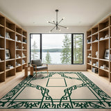 Intricate Green Persian Border Rug