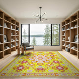 Radiant Yellow Persian Floral Medallion Rug