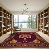 Opulent Maroon Persian Medallion Area Rug